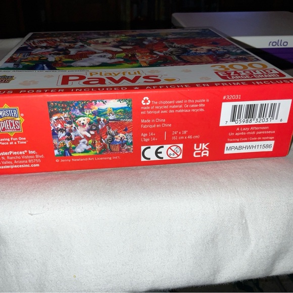 Playful Paws A Lazy Afternoon; 24x18 300 EZ-Grip pcs Master Pieces puzzle New - Picture 13 of 16
